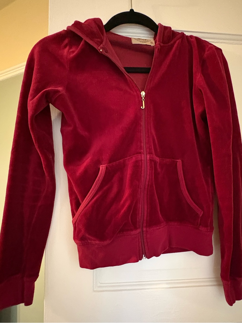 Juicy Couture Women's Burgundy Red Velour Zip Hoodie